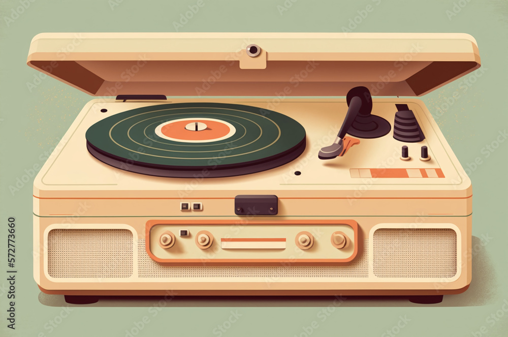 Fototapeta premium A minimalist illustration of a vintage record player