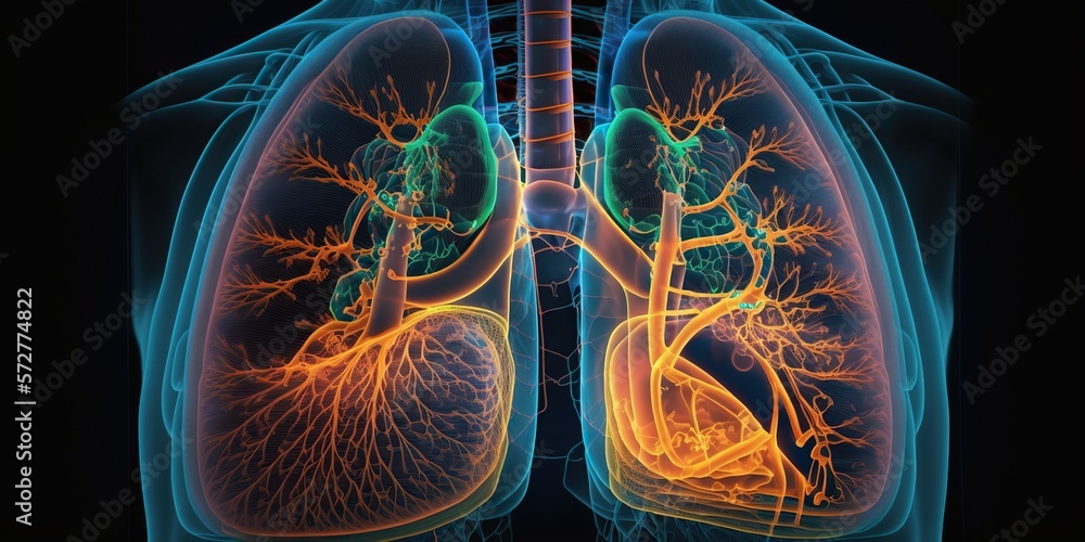 X-ray of chest showing the heart lungs and major blood vessels ...