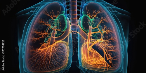 X-ray of chest showing the heart lungs and major blood vessels highlighting the importance of this diagnostic tool in cardiology and pulmonology, created with Generative AI technology