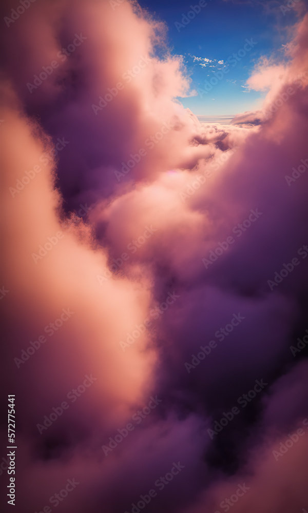Pink clouds pastel atmosphere,Generative AI