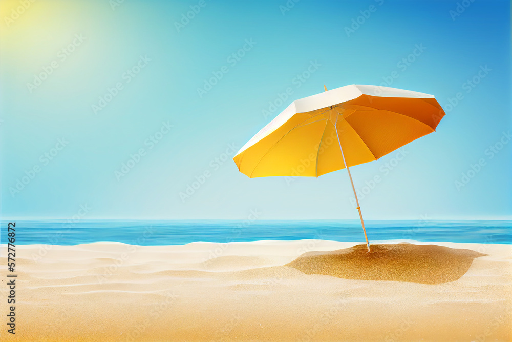 Perfekter Schattenspender: Der bunte Sonnenschirm für entspannte Stunden am Strand - Generative Ai Perfekter Schattenspender: Der bunte Sonnenschirm für entspannte Stunden am Strand - Generative Ai