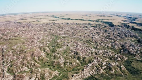 hilltop, adventure, dry, horseshoe, formation, landform, horseshoe canyon, clear, heritage, dinosaur provincial park, tomb, drone, valley, alberta, badland, badlands, blue, bones, canada, canadian, ca photo