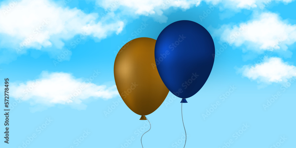 Fototapeta premium Celebration party banner with Blue color balloons background. Sale Vector illustration.