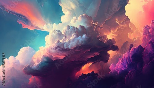 Colorful clouds in the sky background. Abstract Generative AI