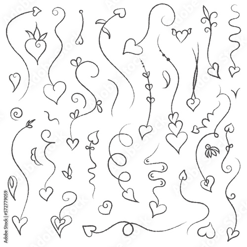 Arrow Hearts set of cute doodly design elements - arrows with heart heads in doodle style photo