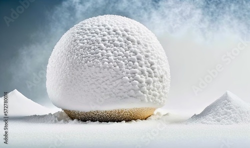  a white ball of snow sitting on top of a pile of snow.  generative ai