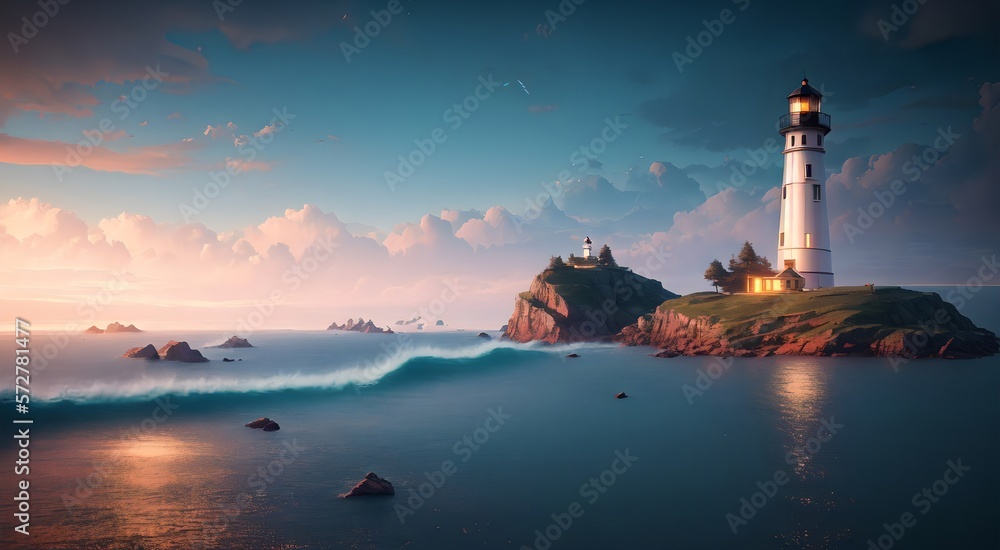 Fototapeta premium Architectural Marvels: Coastal Lighthouses [AI Generated]
