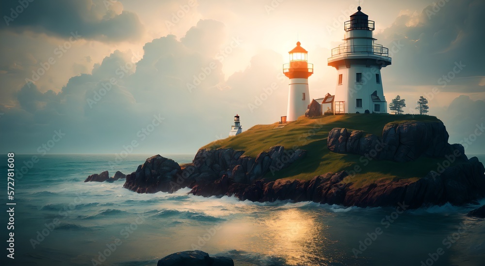 Fototapeta premium Architectural Marvels: Coastal Lighthouses [AI Generated]