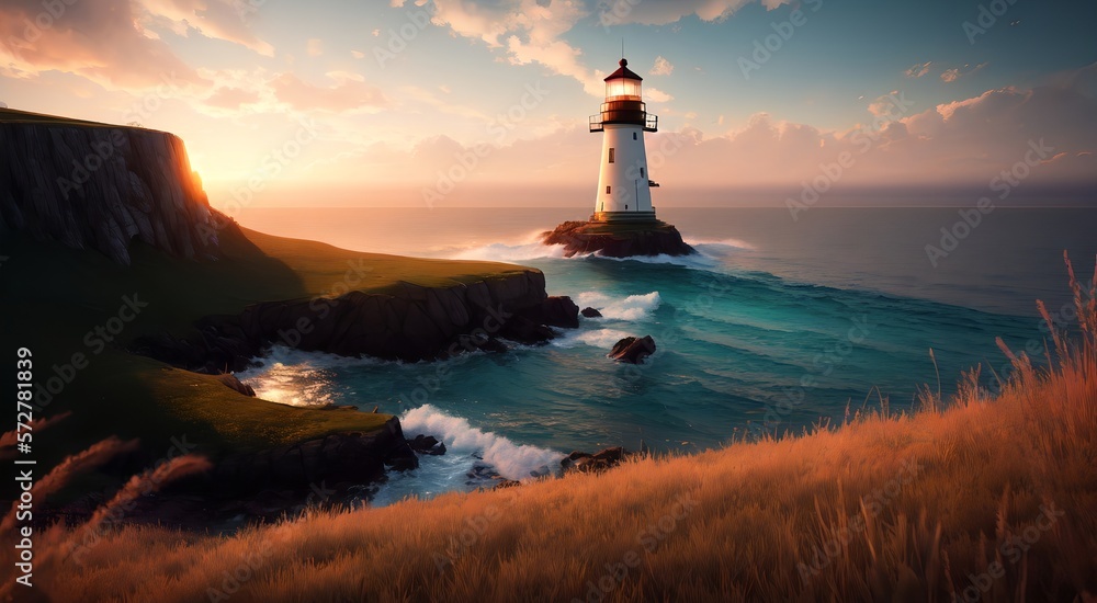 Fototapeta premium Architectural Marvels: Coastal Lighthouses [AI Generated]