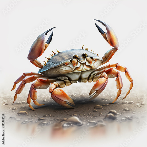 Krabbe auf weißem Hintergrund isoliert (erstellt durch KI-Tool)