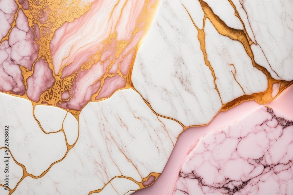 Fototapeta premium Pink and gold marble texture Background - generative ai