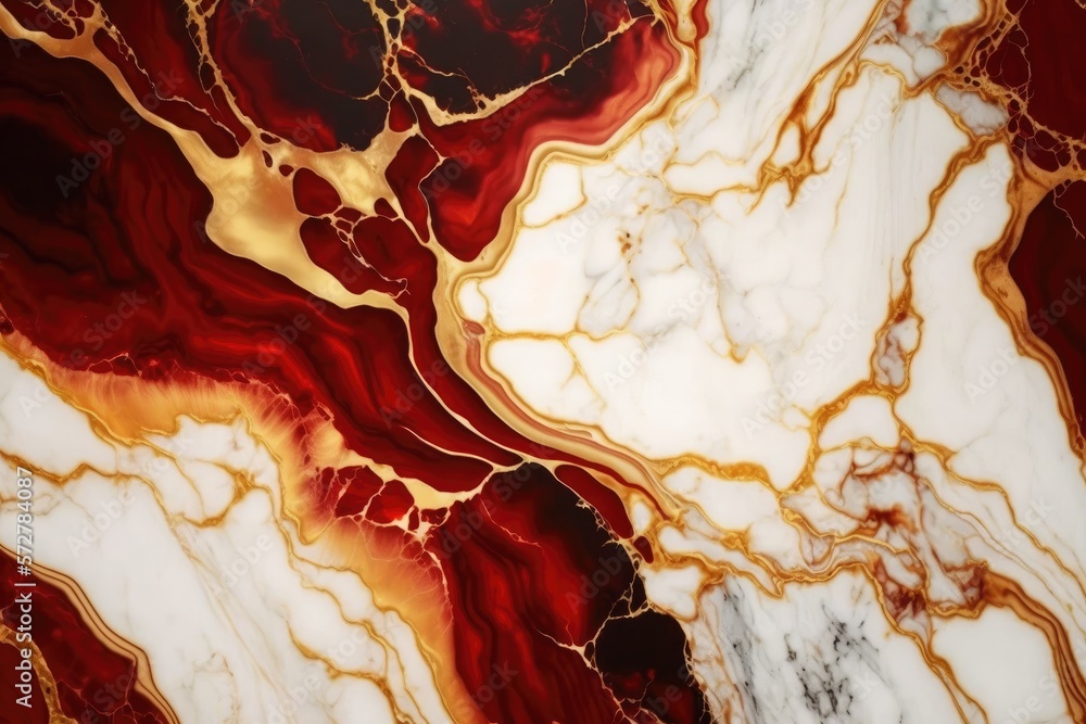 Red and gold marble texture Background generative ai Stock