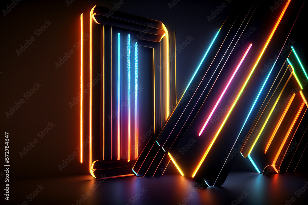 Abstract background with neon lines. Generative AI Abstract background with neon lines. Generative AI