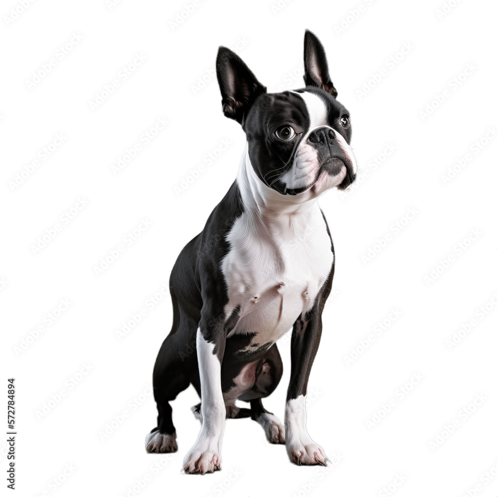 boston terrier dog isolated on transparent background