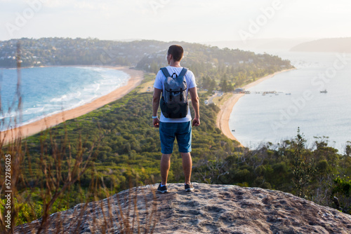 Photography Palm beach, NSW: One man overseeing the Barrenjoey Isthmus,that divides Pittwater from the Pacific Ocean