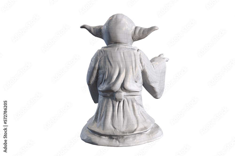 Naklejka premium Yoda wireframe polygonal 3d model png isolated on transparent background