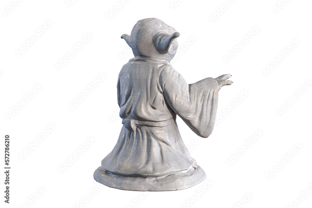 Naklejka premium Yoda wireframe polygonal 3d model png isolated on transparent background