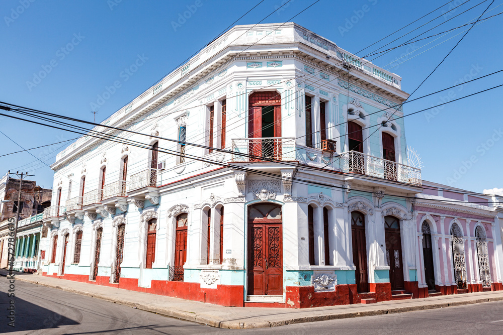 Exterior of a colonial building in the historic center of Cienfuegos, Cuba, Caribbean Exterior of a colonial building in the historic center of Cienfuegos, Cuba, Caribbean