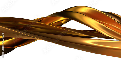 golden Isolated thin metal flowing band abstract dramatic modern luxury 3D rendering graphic design elements backgrounds