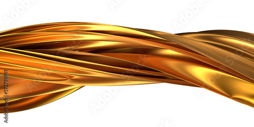 golden organic thin metal curve isolated abstract dramatic modern luxury 3D rendering graphic design element background material