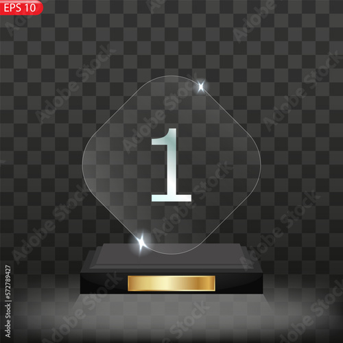 glass Winner trophies. Glass Trophy Awards. First place award, crystal prize and signed acrylic trophies.