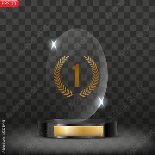 glass Winner trophies. Glass Trophy Awards. First place award, crystal prize and signed acrylic trophies.