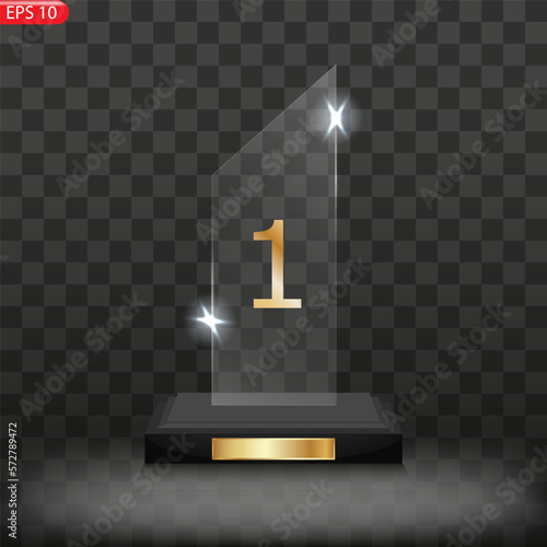 glass Winner trophies. Glass Trophy Awards. First place award, crystal prize and signed acrylic trophies.