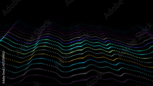 Digital dynamic texture colorful wave. The futuristic modern wavy structure of network connection. Big data visualization. 3D rendering.