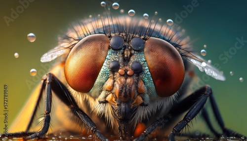 Close up of a fly. Generative AI © Sparrowski