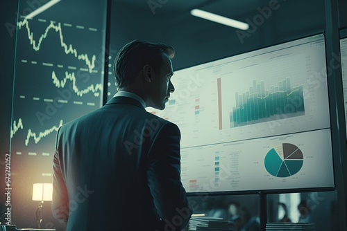 Business Analytics Graphs with Business man  photo