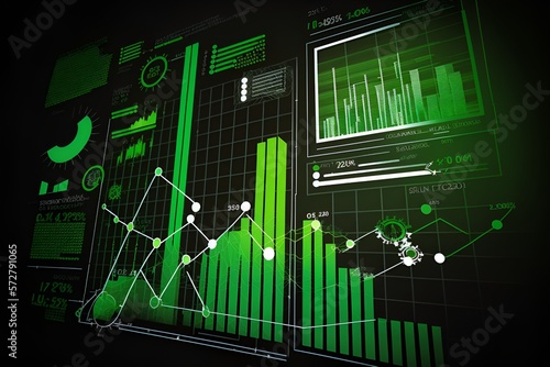 Computer Data increasing green graphs