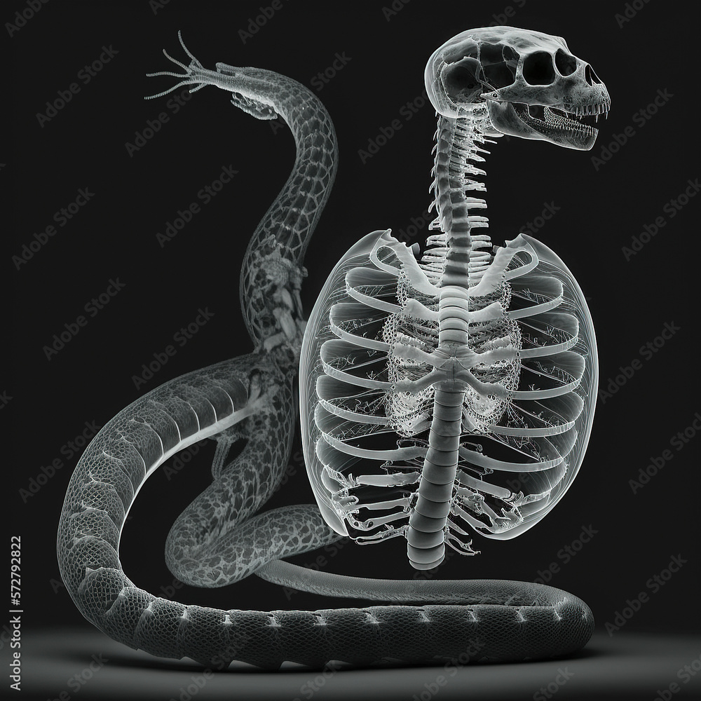 snake xray style. Xray of Raw whole snake. Creative Art abstract
