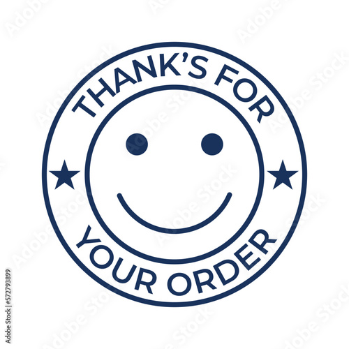 thank you for your order badge, seal, tag, label for retail, small shop stamp, sticker, thank customers for buying products tagline vector illustration