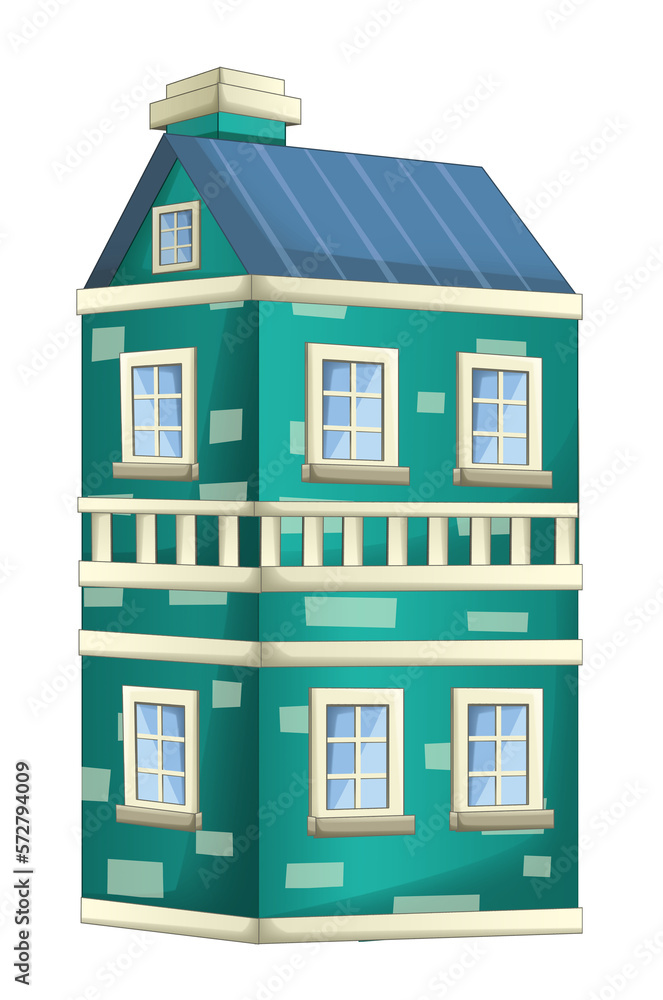 cartoon scene with city building isolated on white background - illustration for children cartoon scene with city building isolated on white background - illustration for children