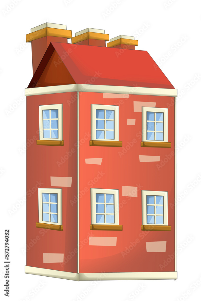 cartoon scene with city building isolated on white background - illustration for children cartoon scene with city building isolated on white background - illustration for children