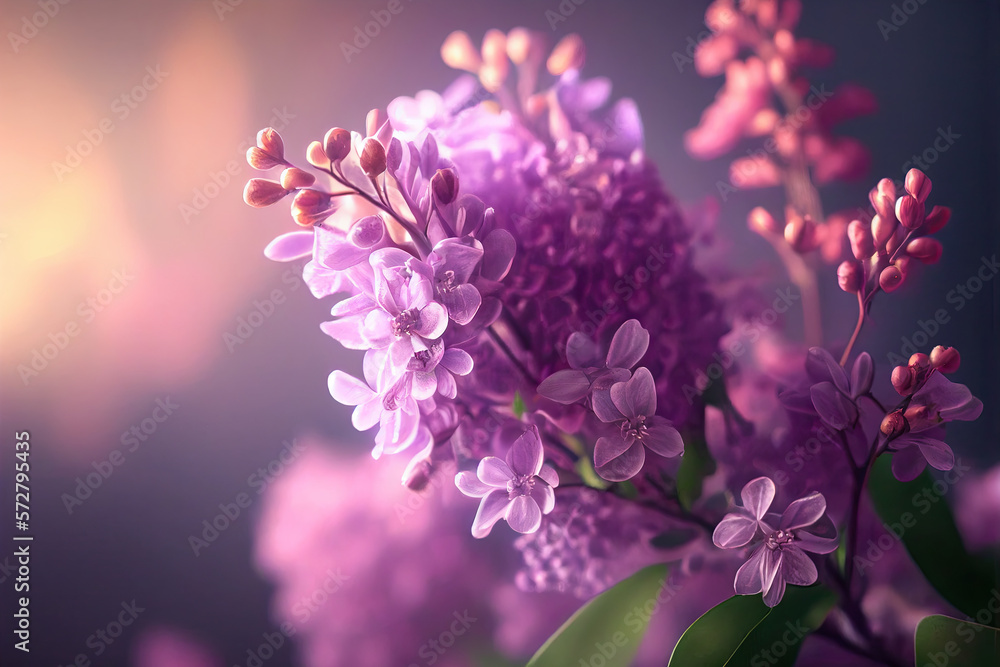 Lilac Flowers, Illustration, Generative AI Lilac Flowers, Illustration, Generative AI