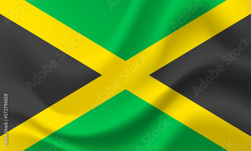 Jamaica flag. Symbol of Jamaica flag. Vector flag illustration. Colors and proportion correctly. Jamaica flag background. Jamaica banner. Symbol, icon.