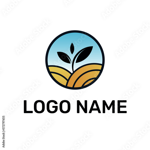 logo for company. agro logo. field and plant. round logo, symbol, badge, icon. vector illustration. leaflet. eco. planet. nature and lore. business and branding