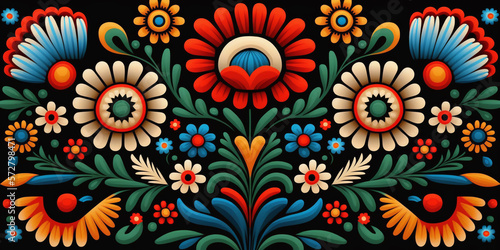 Traditional Floral Wycinanki Polish Folk Art Wallpaper  Generative AI