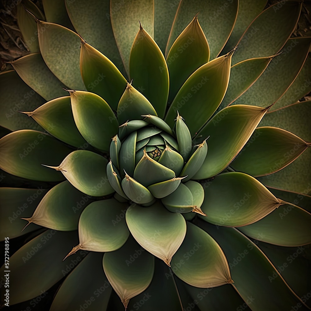 Fototapeta premium Aerial top-down view of succulent plant