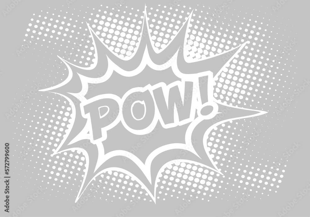 Fototapeta premium comic book POW! textured overlay in a neutral shade