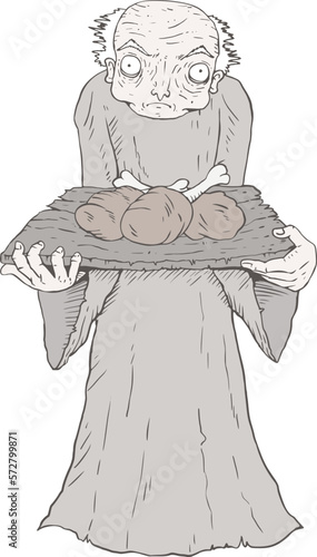 Medieval man with tray