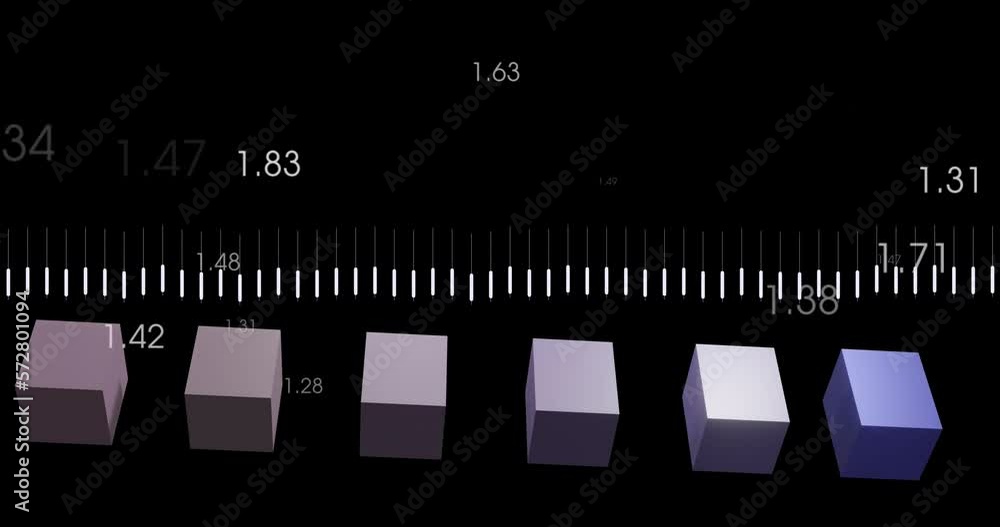 Animation of financial data processing over black background Animation of financial data processing over black background