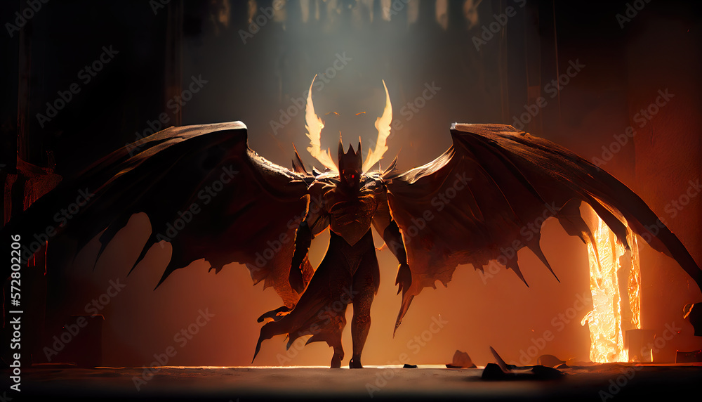 illustration of Lucifer, Fallen Angel, demon and evil, king of hell