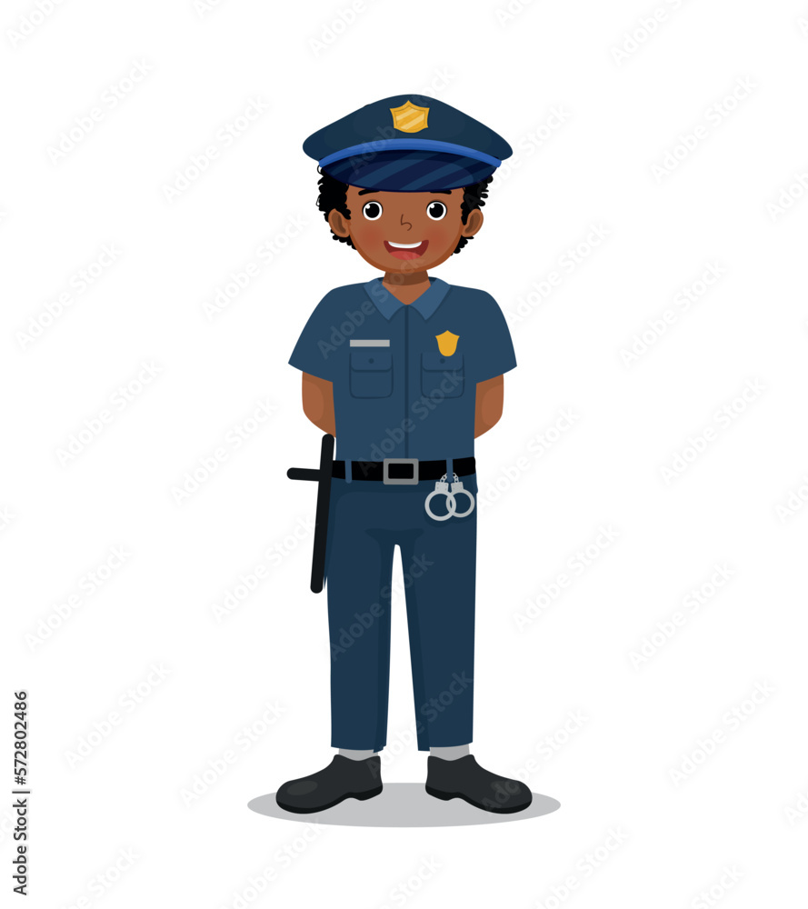 Cute little boy wearing police uniform pretending to be police officer Cute little boy wearing police uniform pretending to be police officer