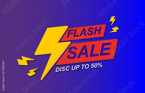Flash sale poster, sale banner design template vector