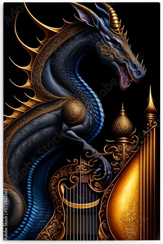 golden dragon on a black background