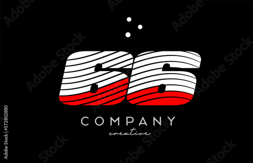 66 number logo with red white lines and dots. Corporate creative template design for business and company photo