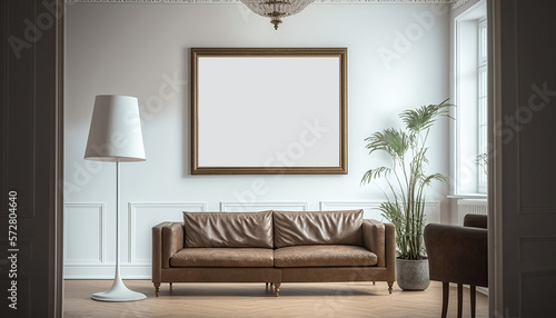 frame poster mockup on the wall  modern and well decorated living room interior