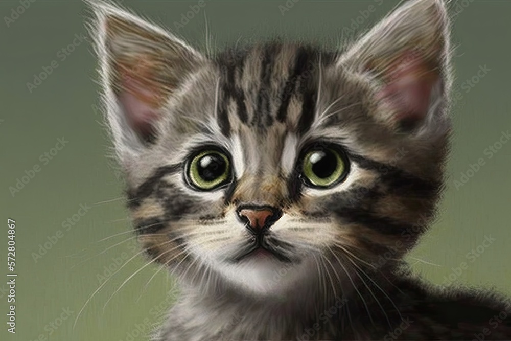 Adorable baby portrait of a tabby kitten. Feline face and whiskers on a cat. Cute kitty. Adorable baby portrait of a tabby kitten. Feline face and whiskers on a cat. Cute kitty.